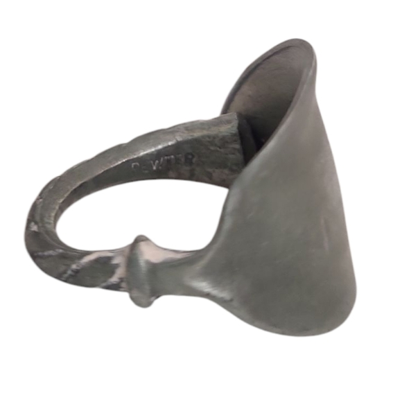 Pewter Spoon Etched  Silver Ring 5 - Picture 2 of 8
